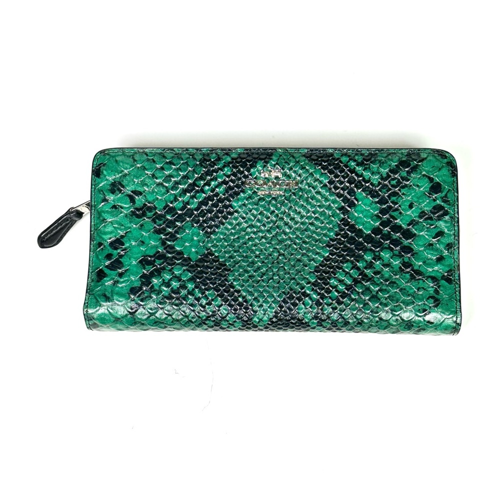 Coach Python Embossed Leather Accordion Zip - Aro… - image 1